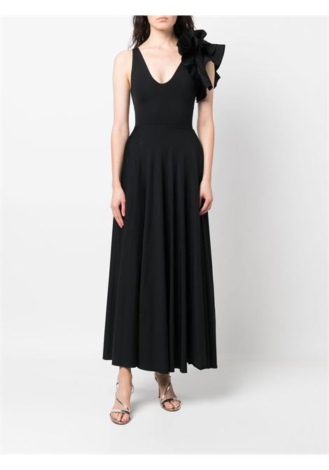 Black ruffle-detail maxi dress - MAYGEL CORONEL women MAYGEL CORONEL | VT009BLK